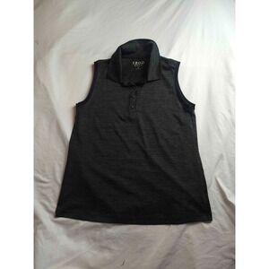 IZOD Golf Polo Shirt Women Medium Gray Sleeveless Outdoor Athleisure Snap Button